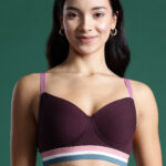 Softdots Solid Non-Wired Full Coverage Heavily Padded Bra - Burgundy